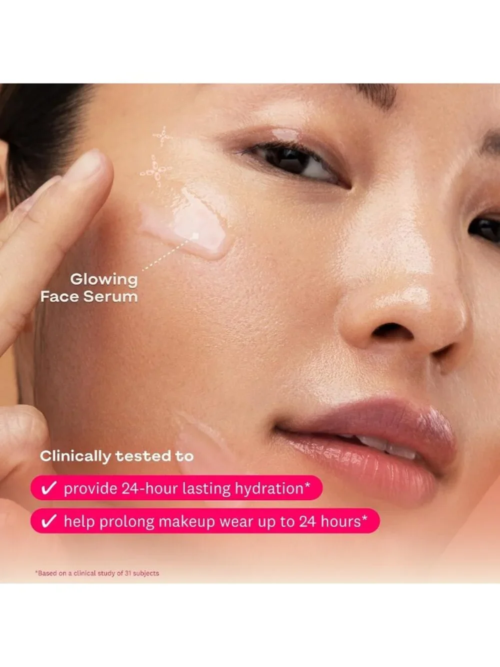Glowy Hydrating Serum & Primer, Korean Skin Care with Peptides for Radiance